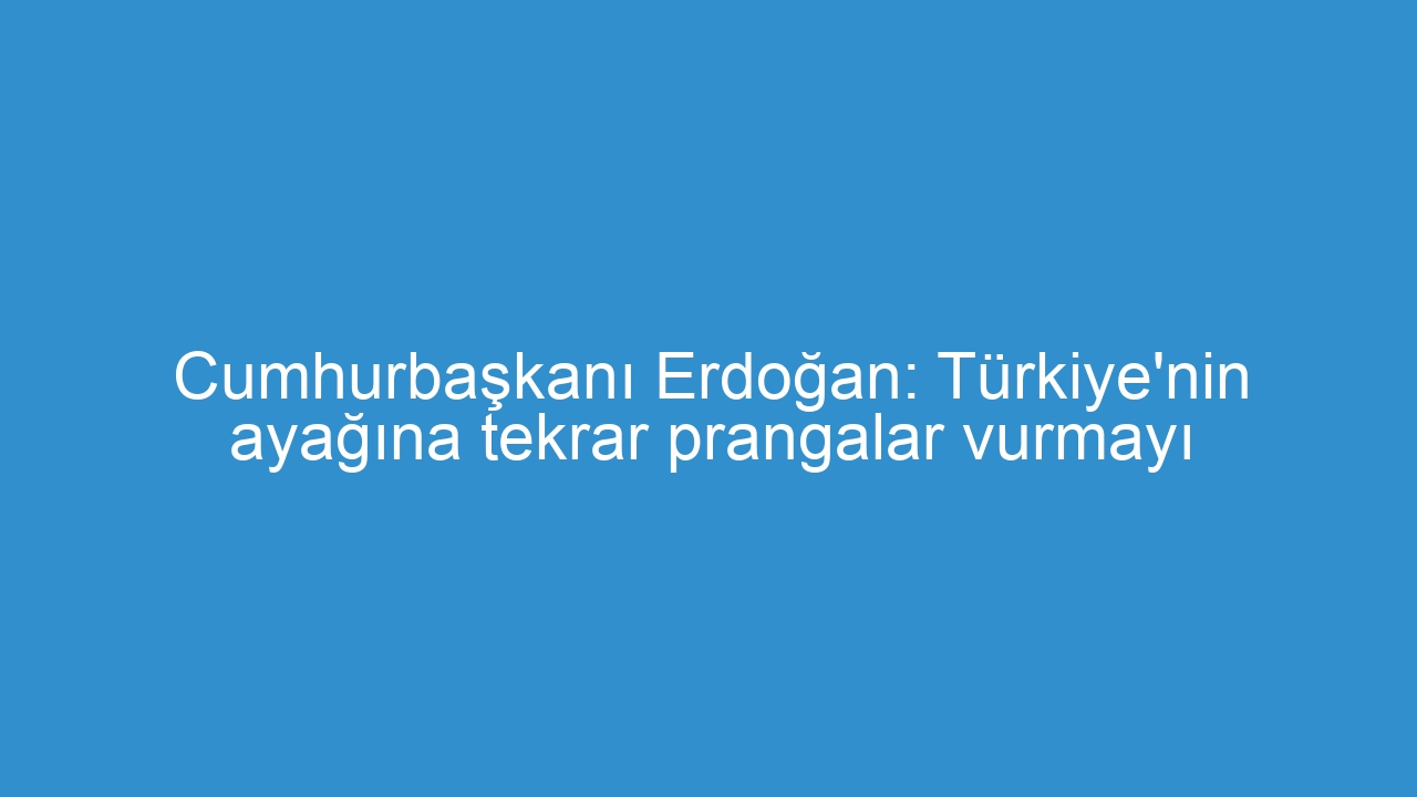 Cumhurbaşkanı Erdoğan: Türkiye’nin ayağına tekrar prangalar vurmayı başaramayacaksınız